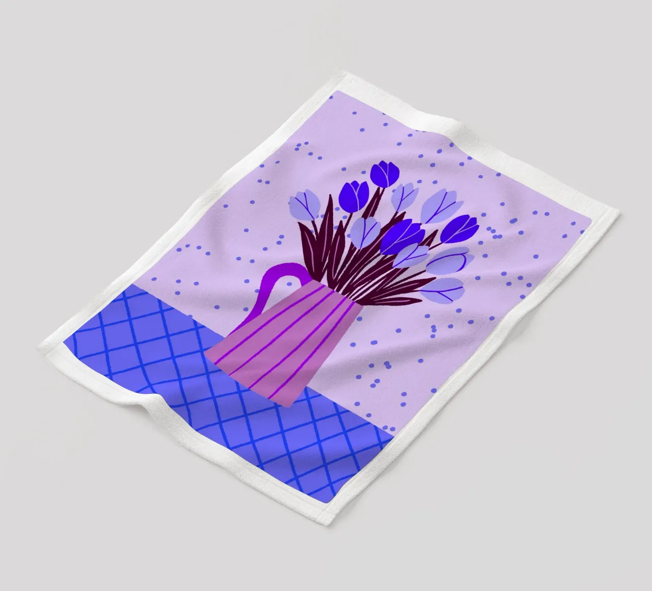 Tulipani in vaso - viola e blu coperta in pile da Wackapacka