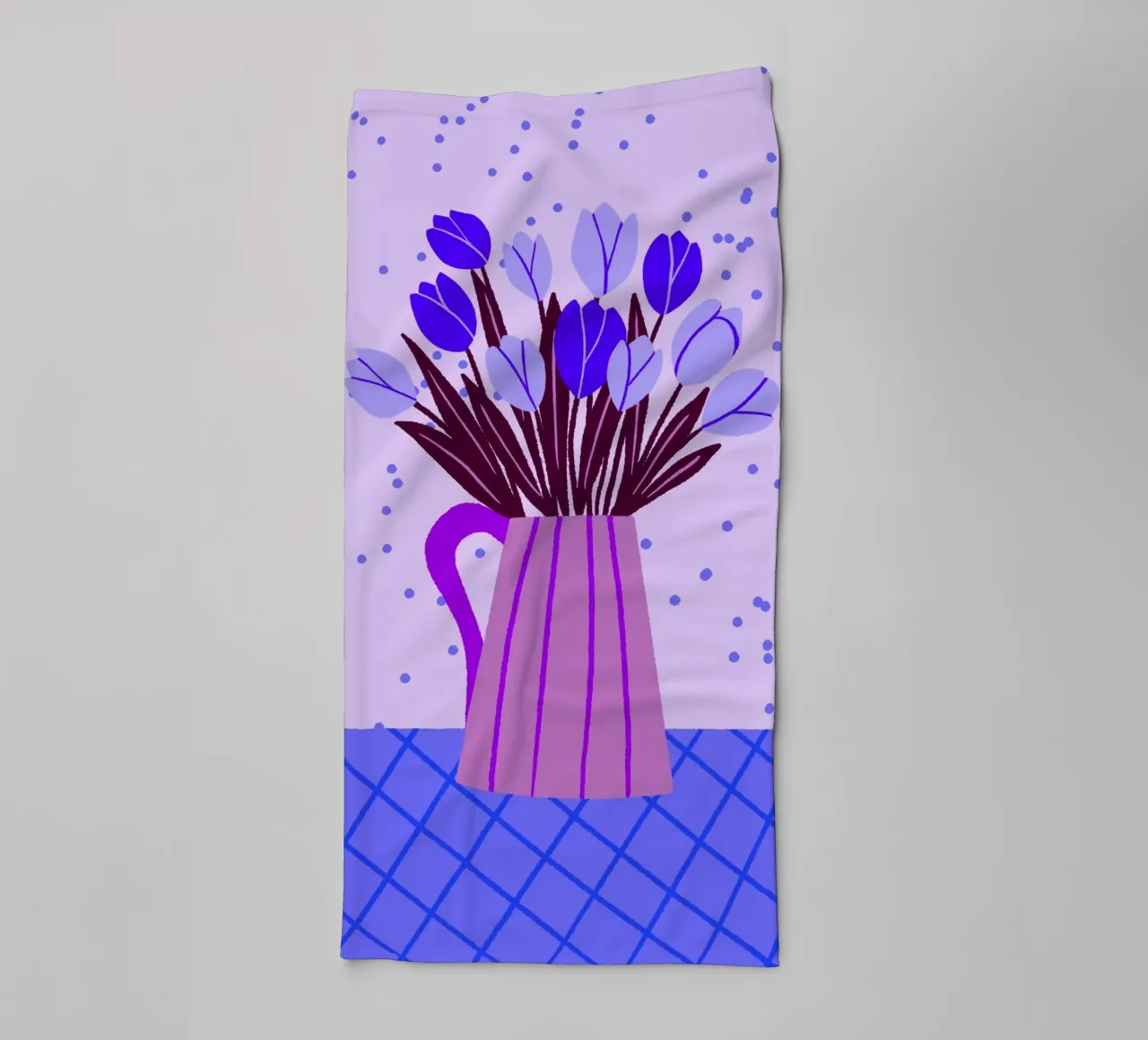 Tulipani in vaso - viola e blu asciugamano da bagno da Wackapacka