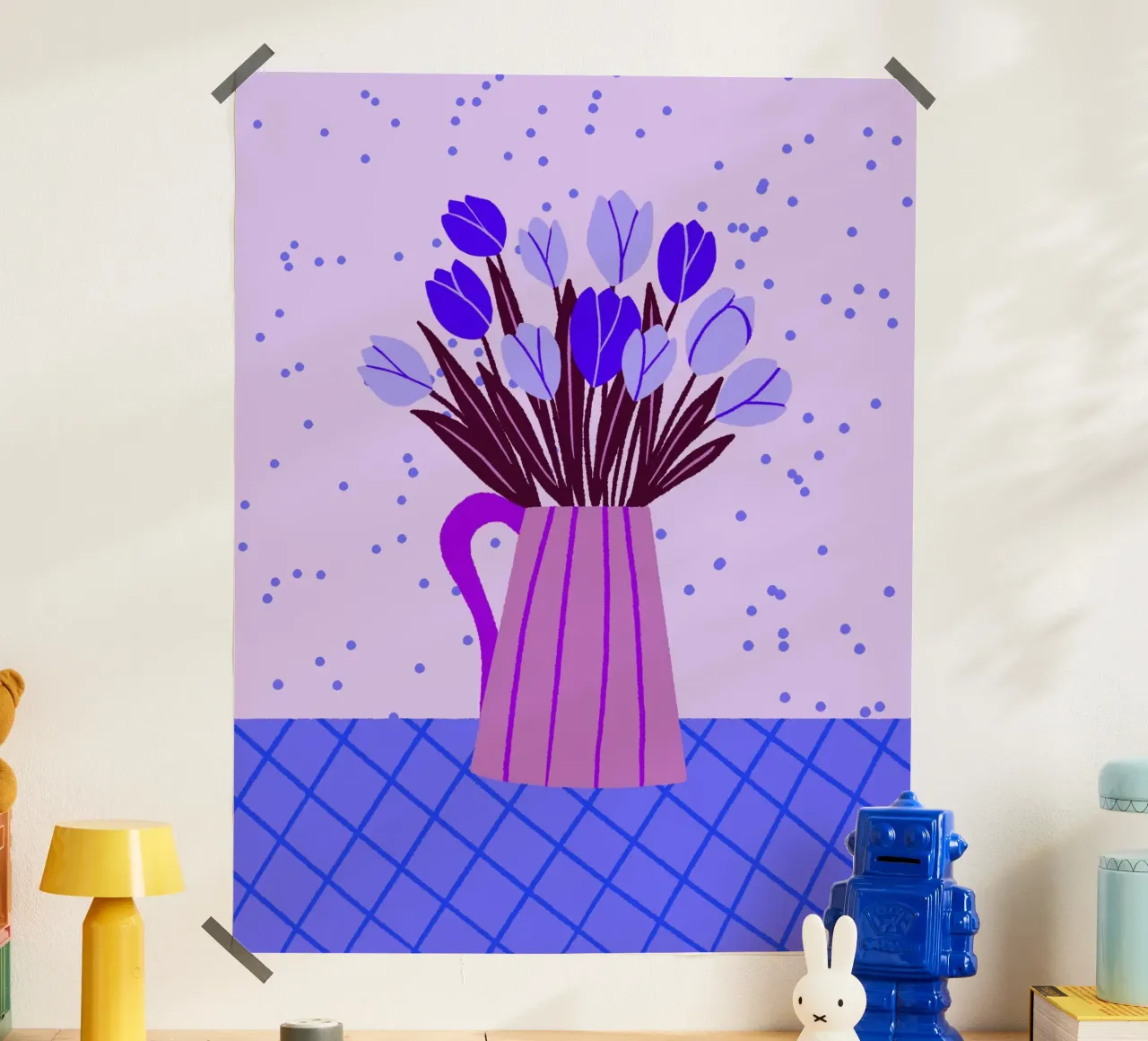 Tulipani in vaso - viola e blu carta hahnemühle da Wackapacka