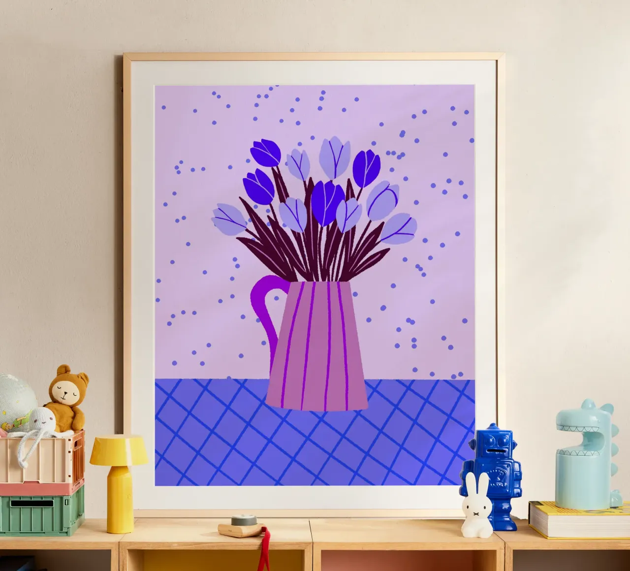 Tulipani in vaso - viola e blu carta hahnemühle da Wackapacka