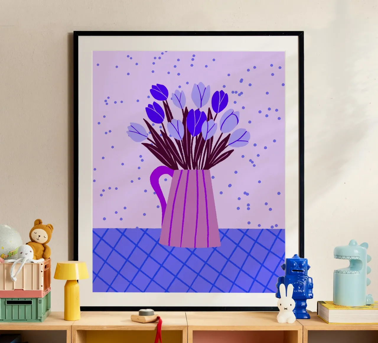 Tulipani in vaso - viola e blu carta hahnemühle da Wackapacka