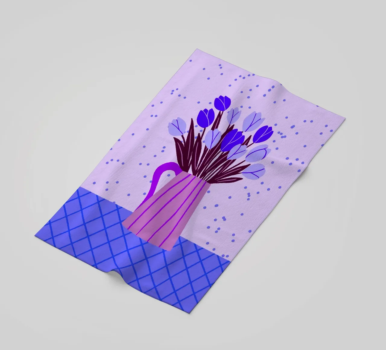 Tulipani in vaso - viola e blu telo mare da Wackapacka