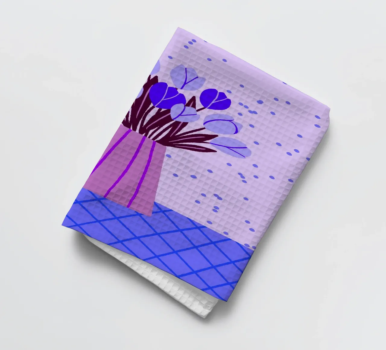 Tulipani in vaso - viola e blu canovaccio da cucina da Wackapacka