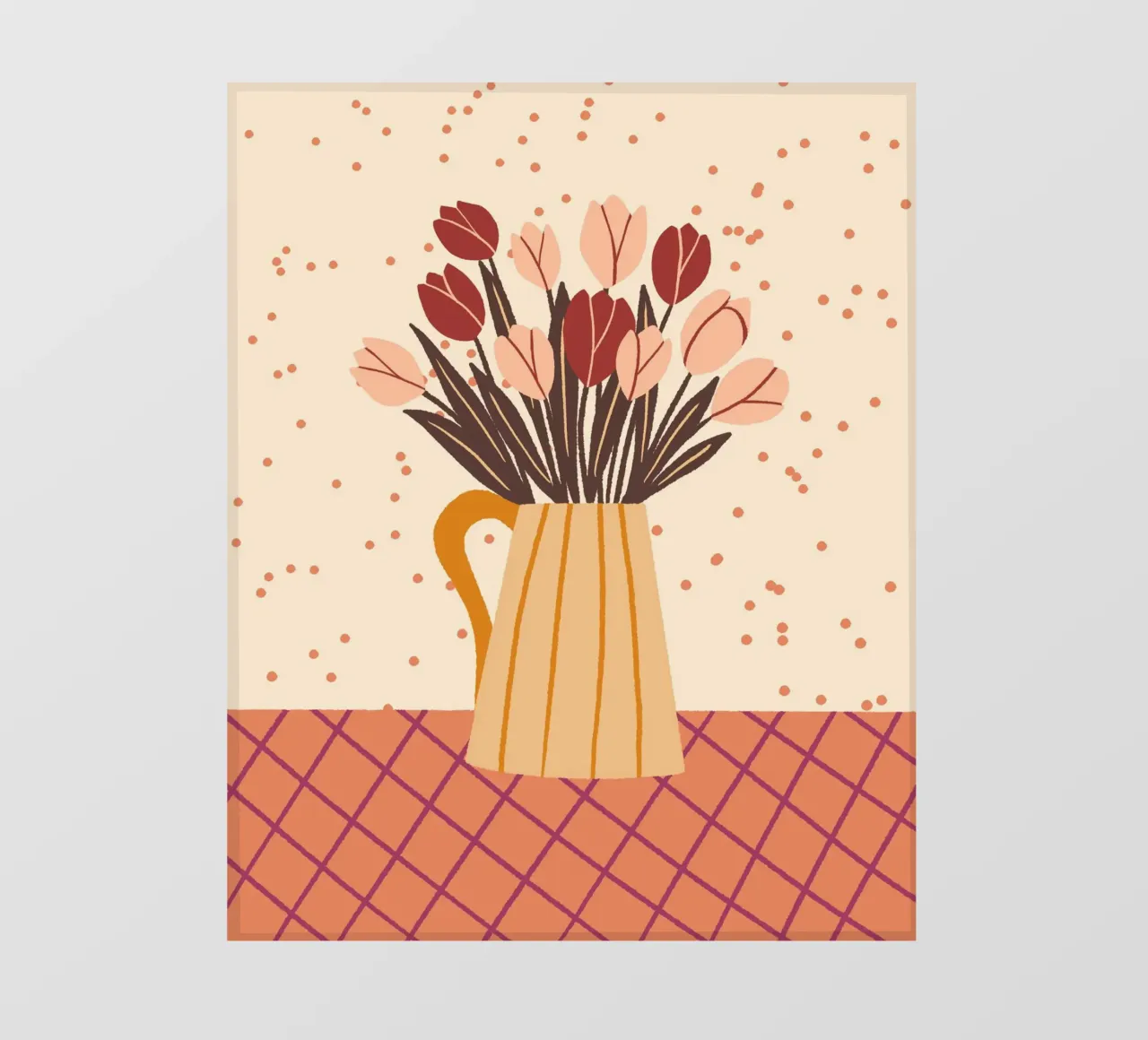 Tulips in a vase - cream and brown photo wallpaper by Wackapacka