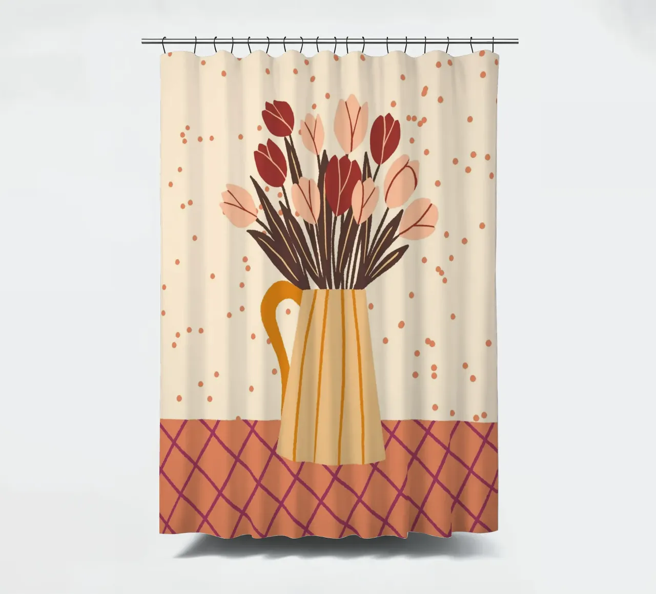 Tulipani in vaso - crema e marrone tenda da doccia da Wackapacka