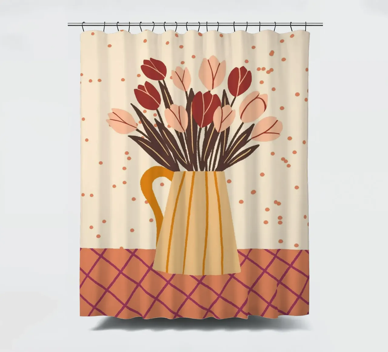 Tulipani in vaso - crema e marrone tenda da doccia da Wackapacka