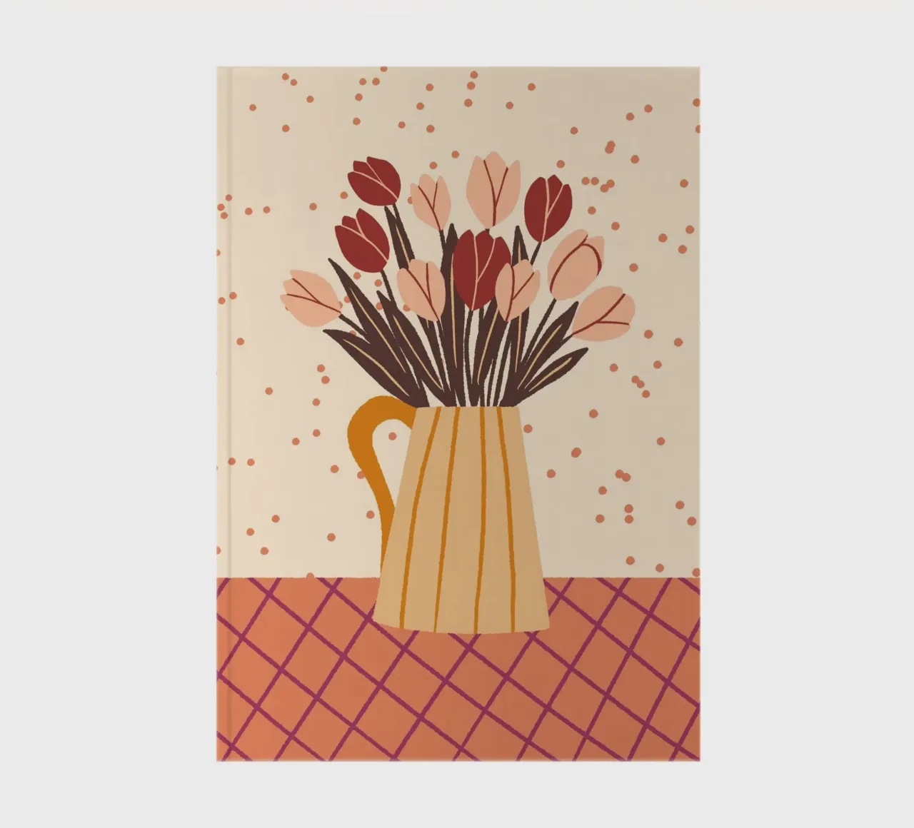 Tulips in a vase - cream and brown notebook by Wackapacka