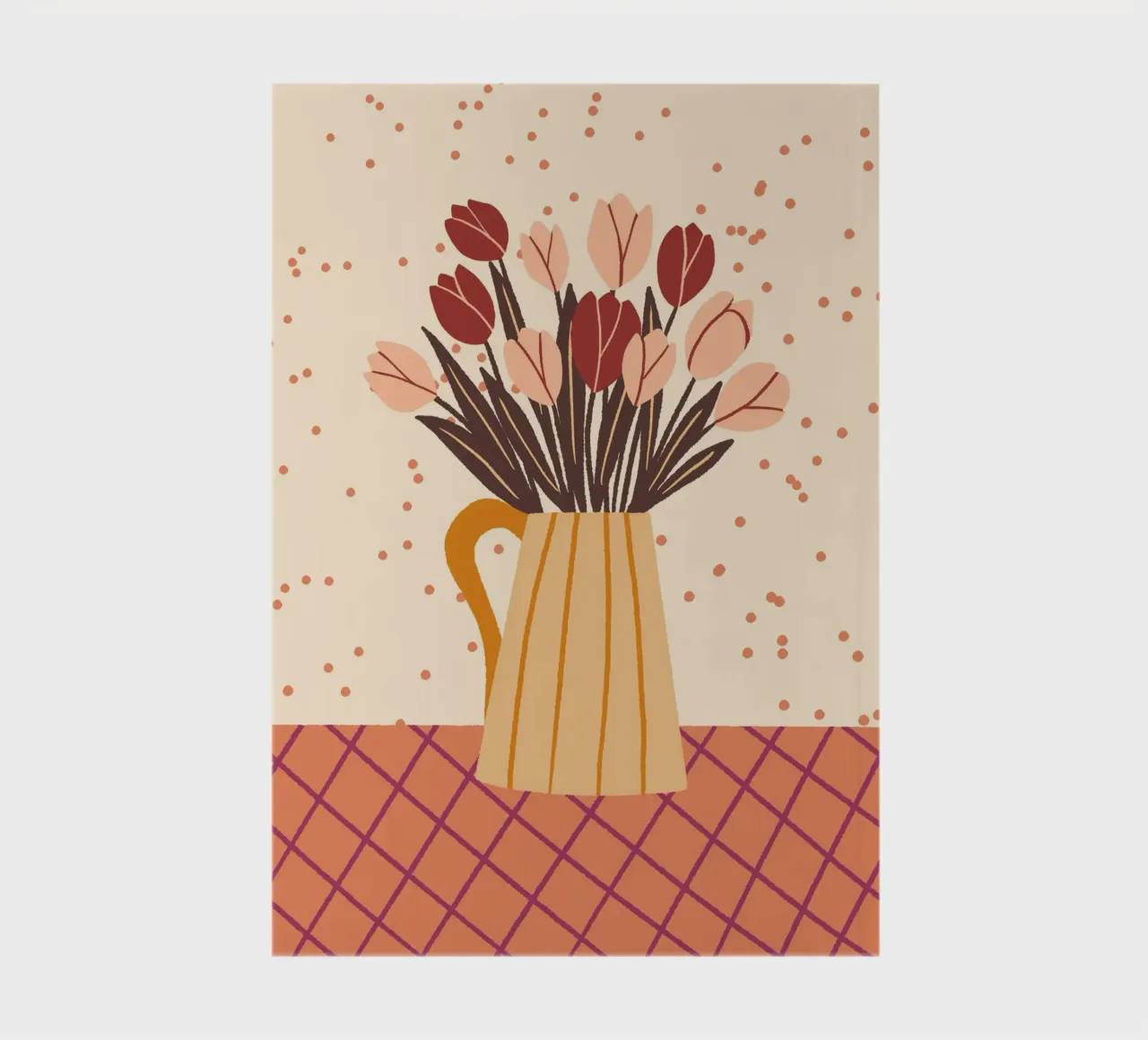 Tulips in a vase - cream and brown notebook by Wackapacka
