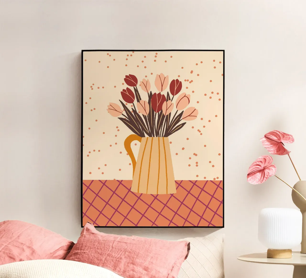Tulipani in vaso - crema e marrone plexiglass da Wackapacka