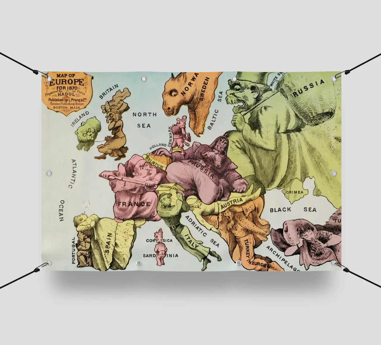 Map of Europe for 1870 telo in pvc da Vintage by JUNIQE