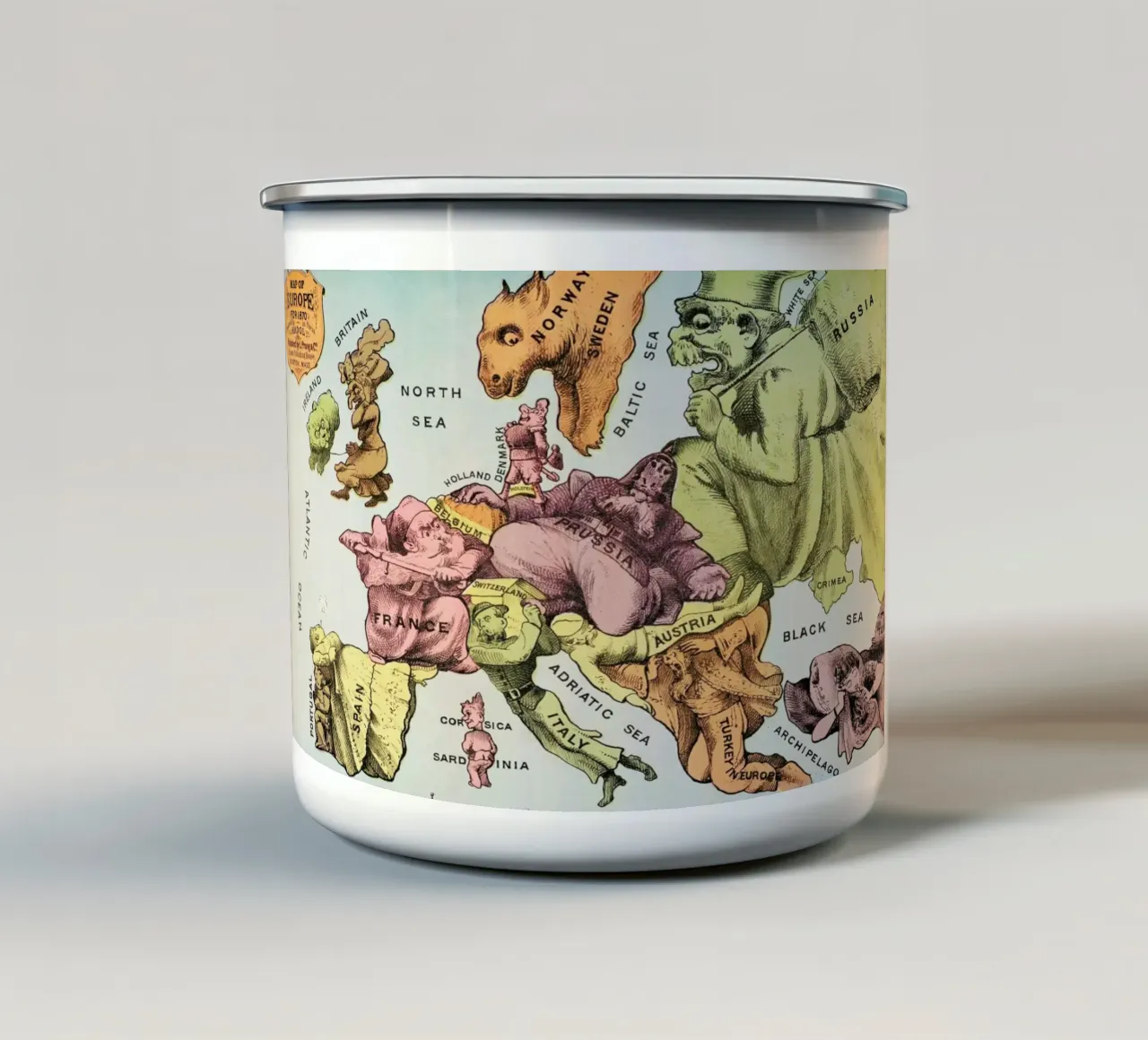 Map of Europe for 1870 tazza in smalto da Vintage by JUNIQE