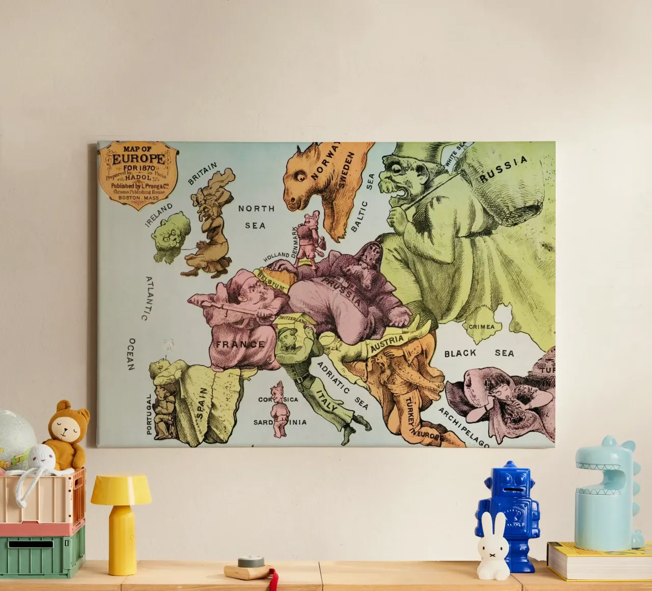 Map of Europe for 1870 tela da Vintage by JUNIQE