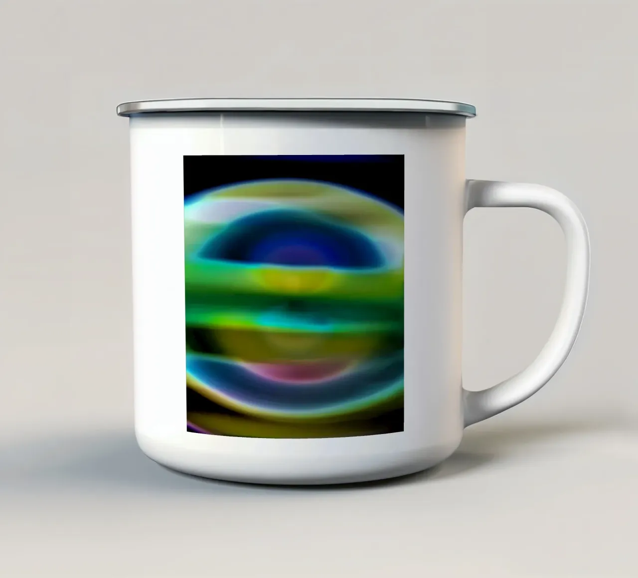 Illusion aus dem Weltraum Emaille Tasse von Gürsel Yesil Digital Art