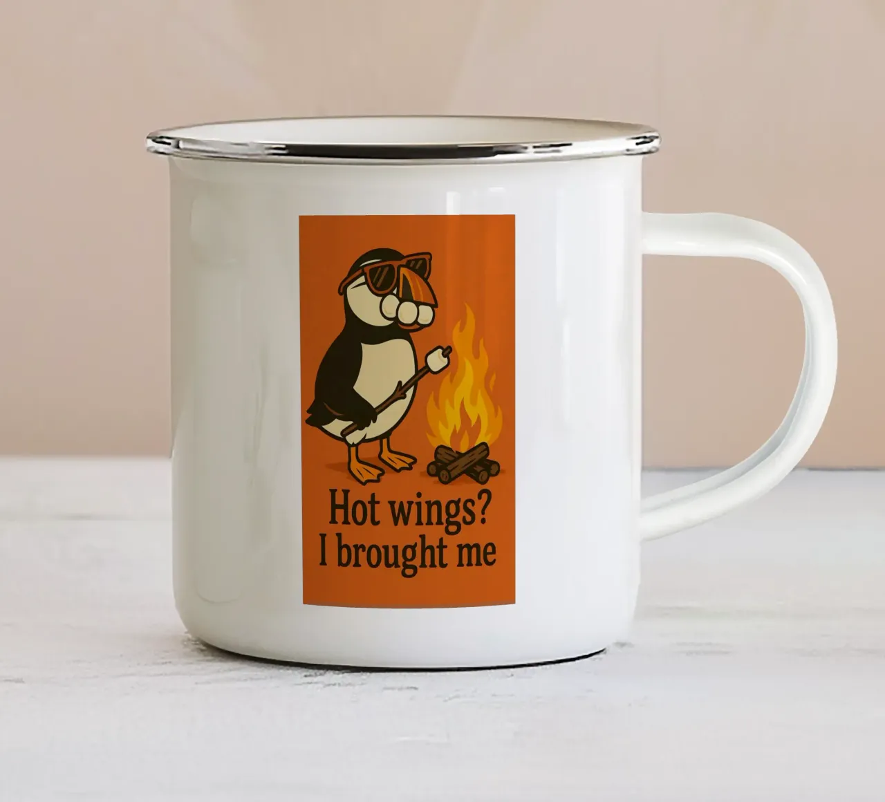 Funny Puffin Meme tazza in smalto da Funny Humor Art