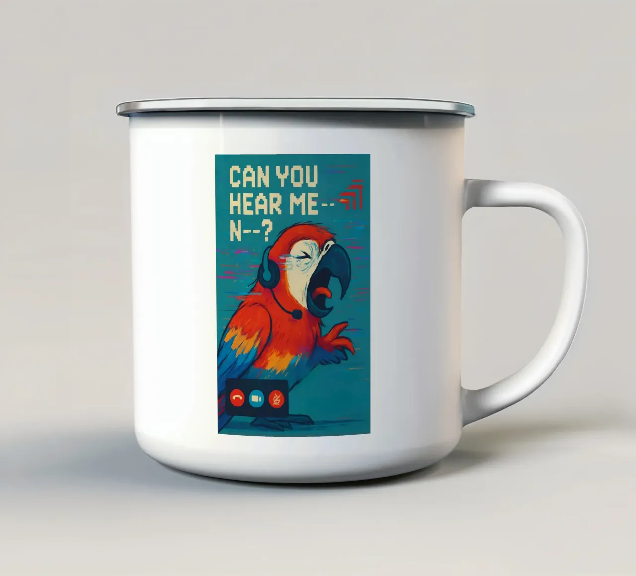 Meme divertente sul pappagallo tazza in smalto da Funny Humor Art