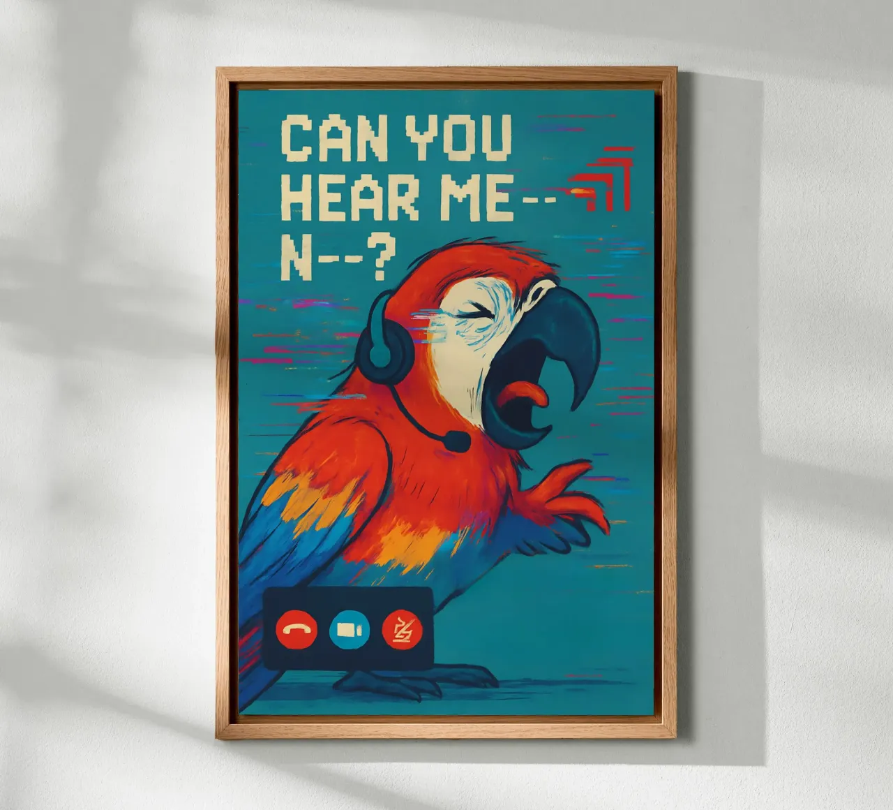 Funny Parrot Meme canvas with Floater frame by Funny Humor Art