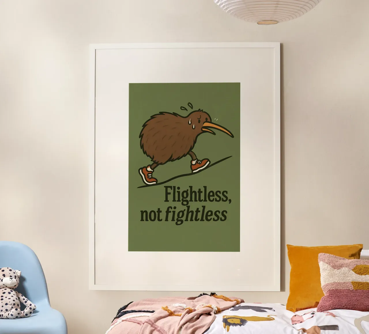 Meme divertente sull'uccello kiwi poster con telaio in plastica da Funny Humor Art