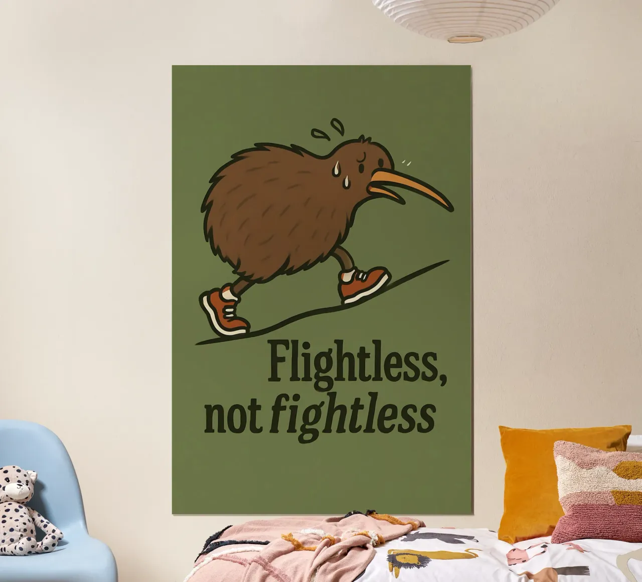 Meme divertente sull'uccello kiwi poster con telaio in plastica da Funny Humor Art