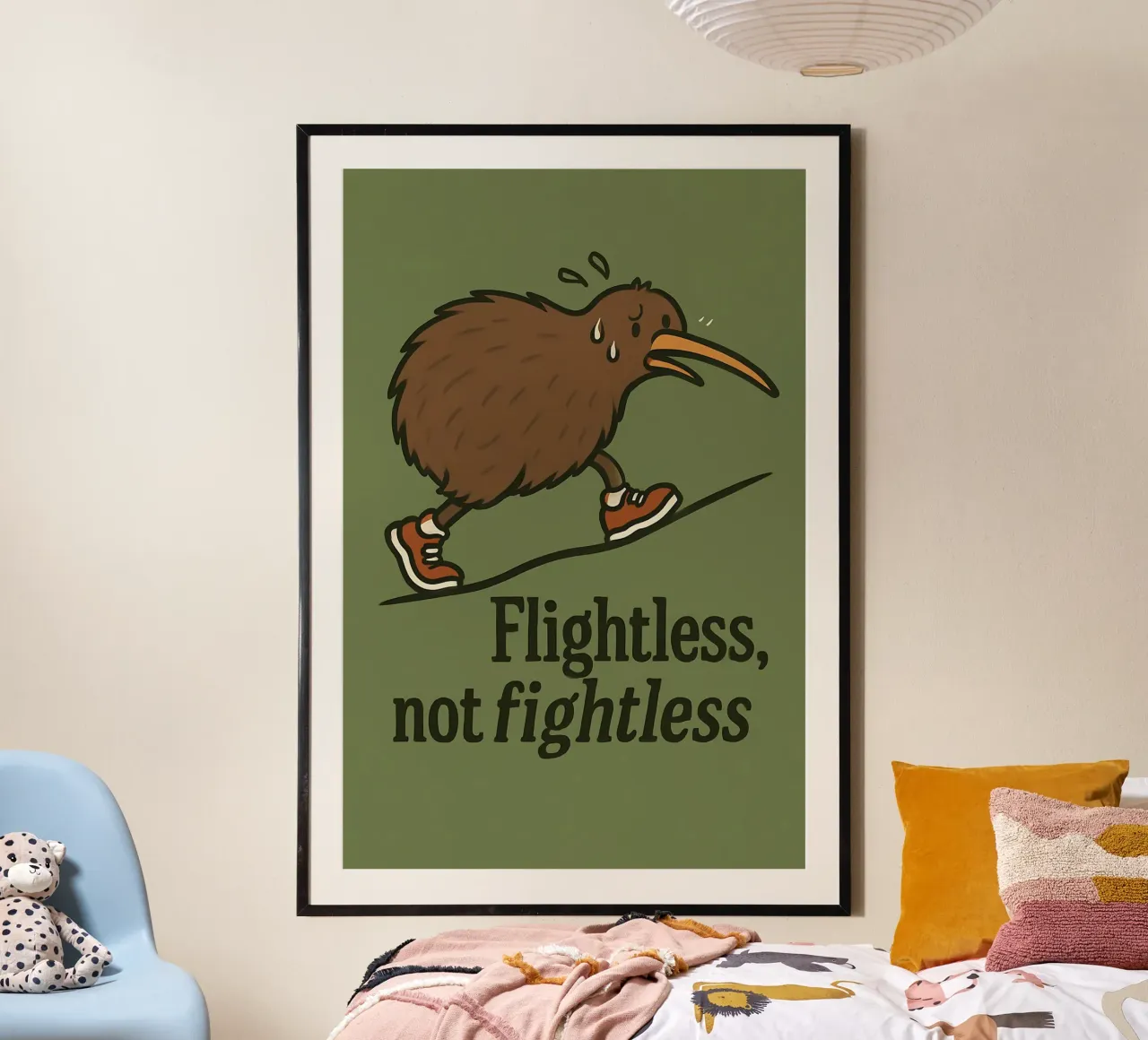 Meme divertente sull'uccello kiwi poster con telaio in plastica da Funny Humor Art