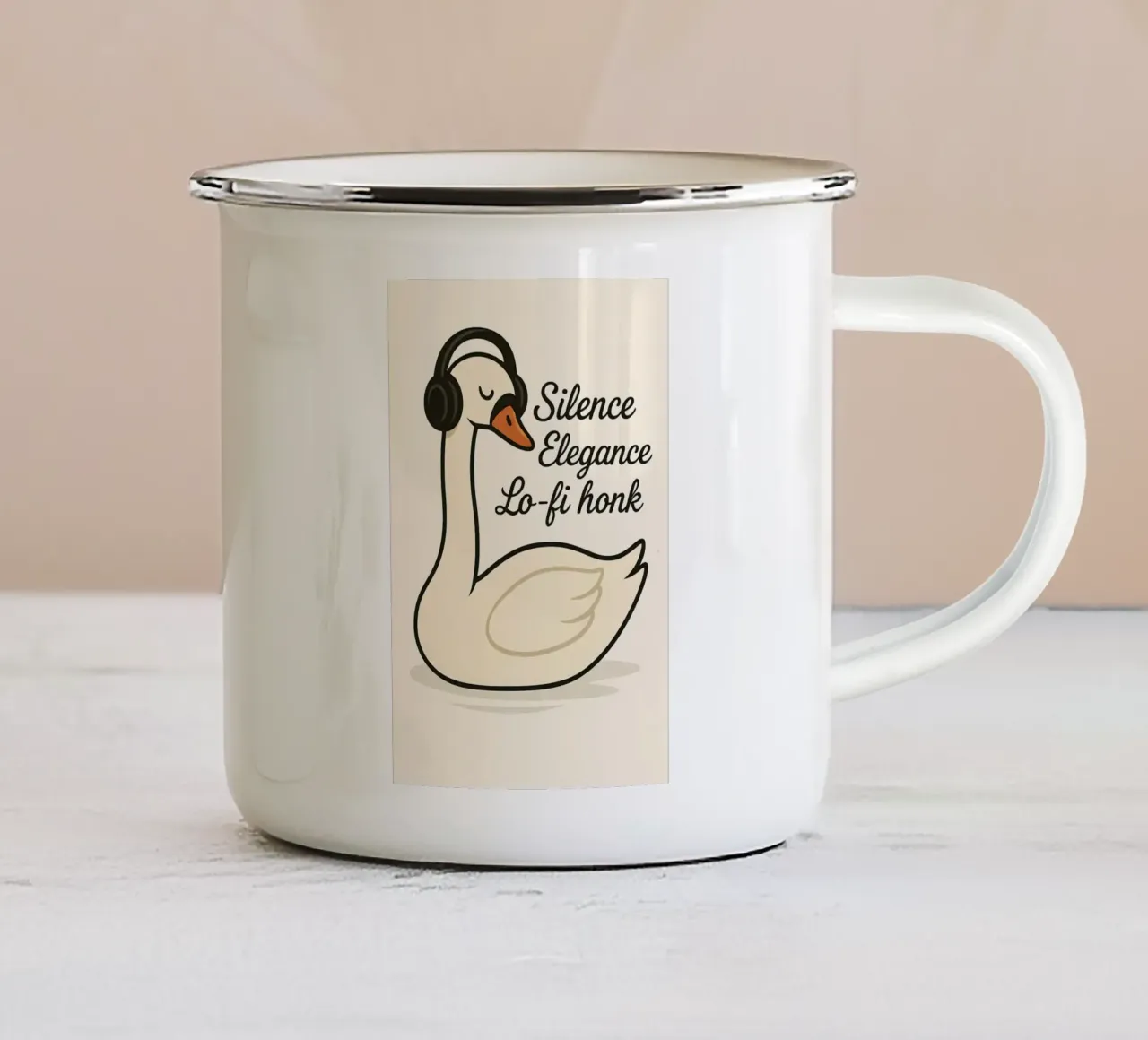 Meme divertente sul cigno tazza in smalto da Funny Humor Art