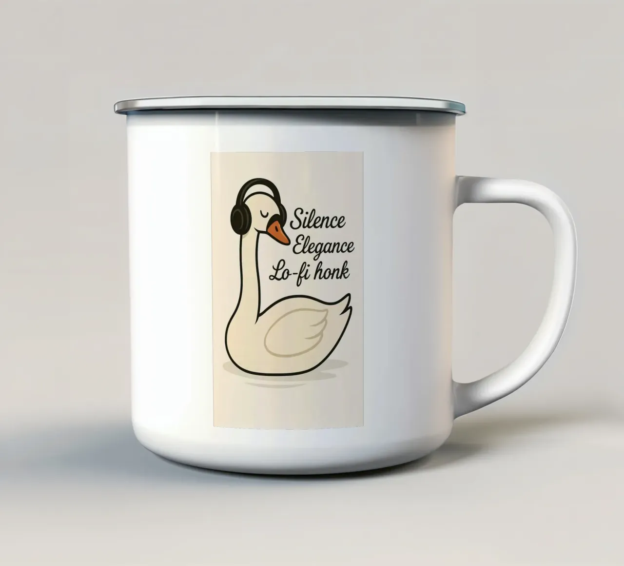 Meme divertente sul cigno tazza in smalto da Funny Humor Art