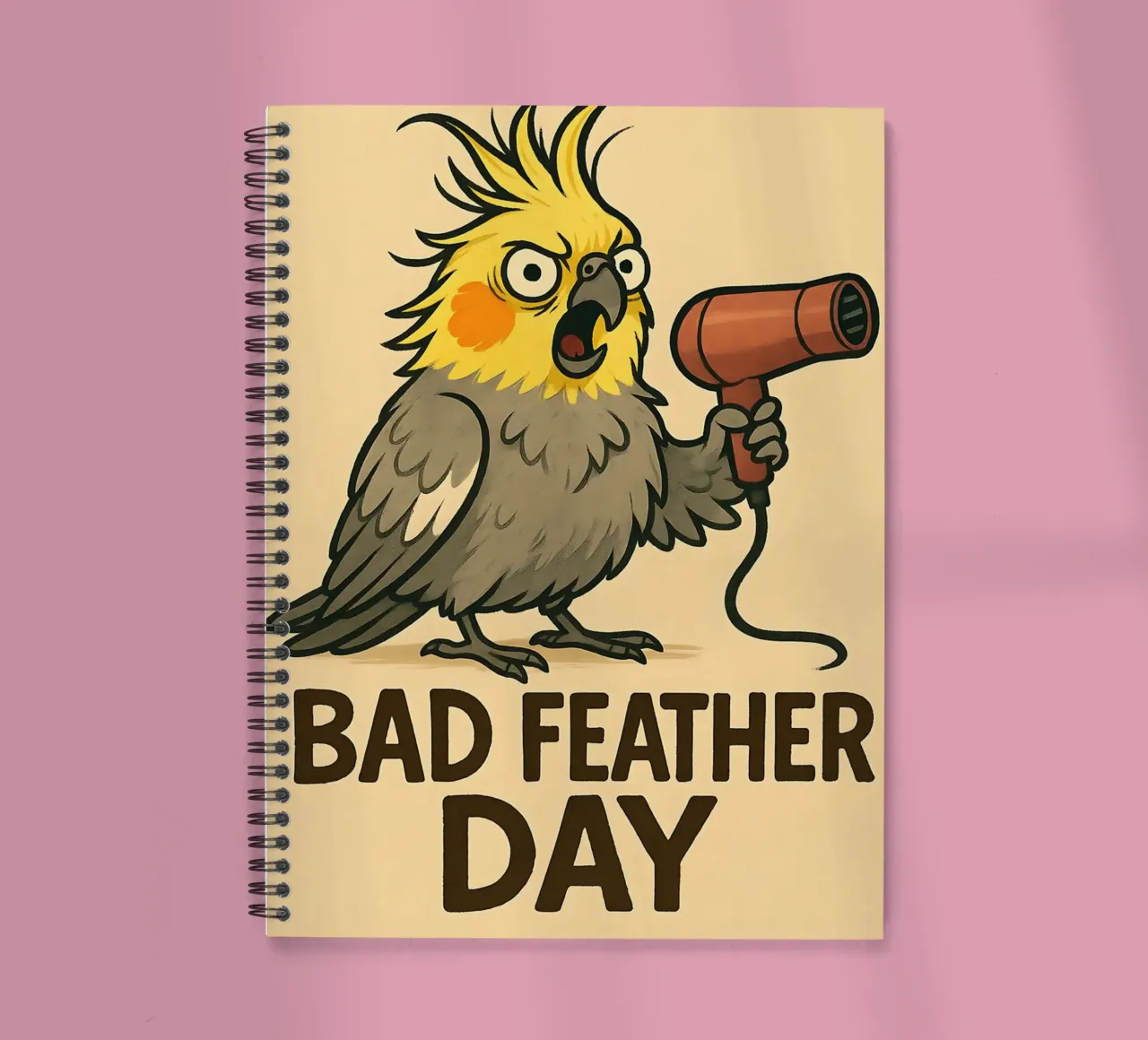 Funny Cockatiel Meme spiral notebook by Funny Humor Art