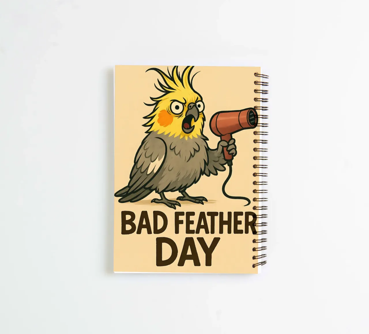 Funny Cockatiel Meme spiral notebook by Funny Humor Art
