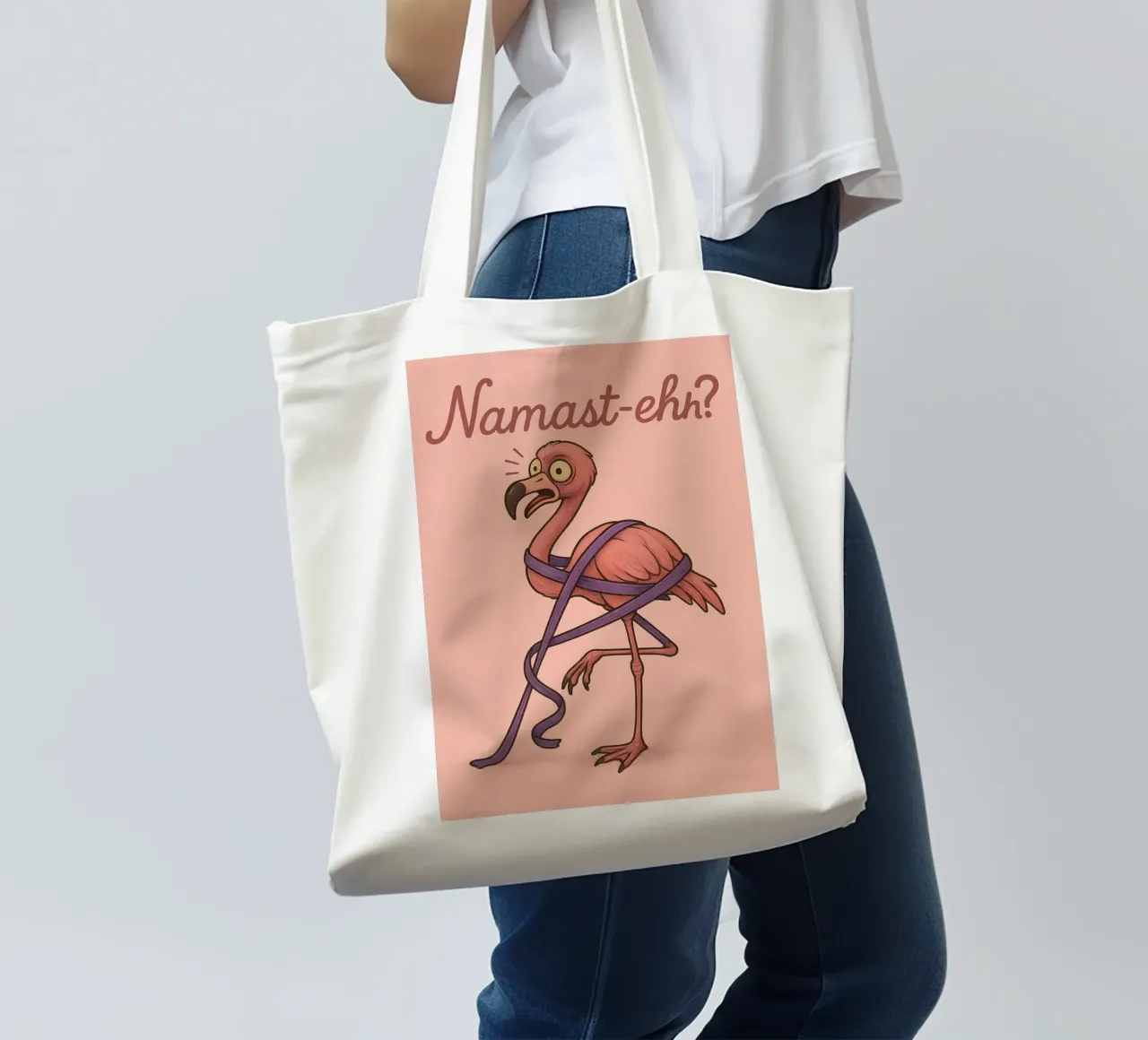 Funny Flamingo Meme borsa in juta da Funny Humor Art