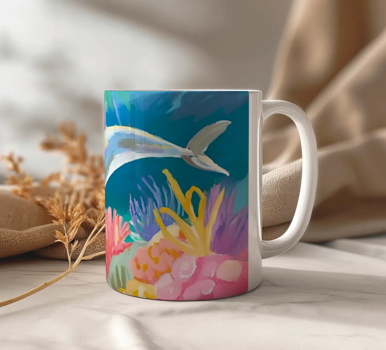 Delfino tursiope | Danza dei delfini tazza in ceramica da Trinkets NL Design Studio