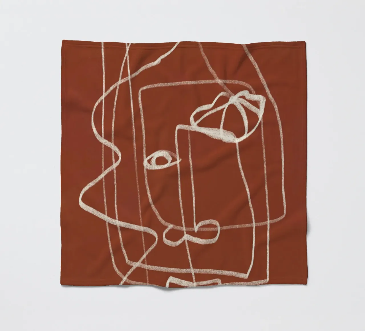 Line art ritratto astratto terracotta 03 coperta in pile da Little Dean