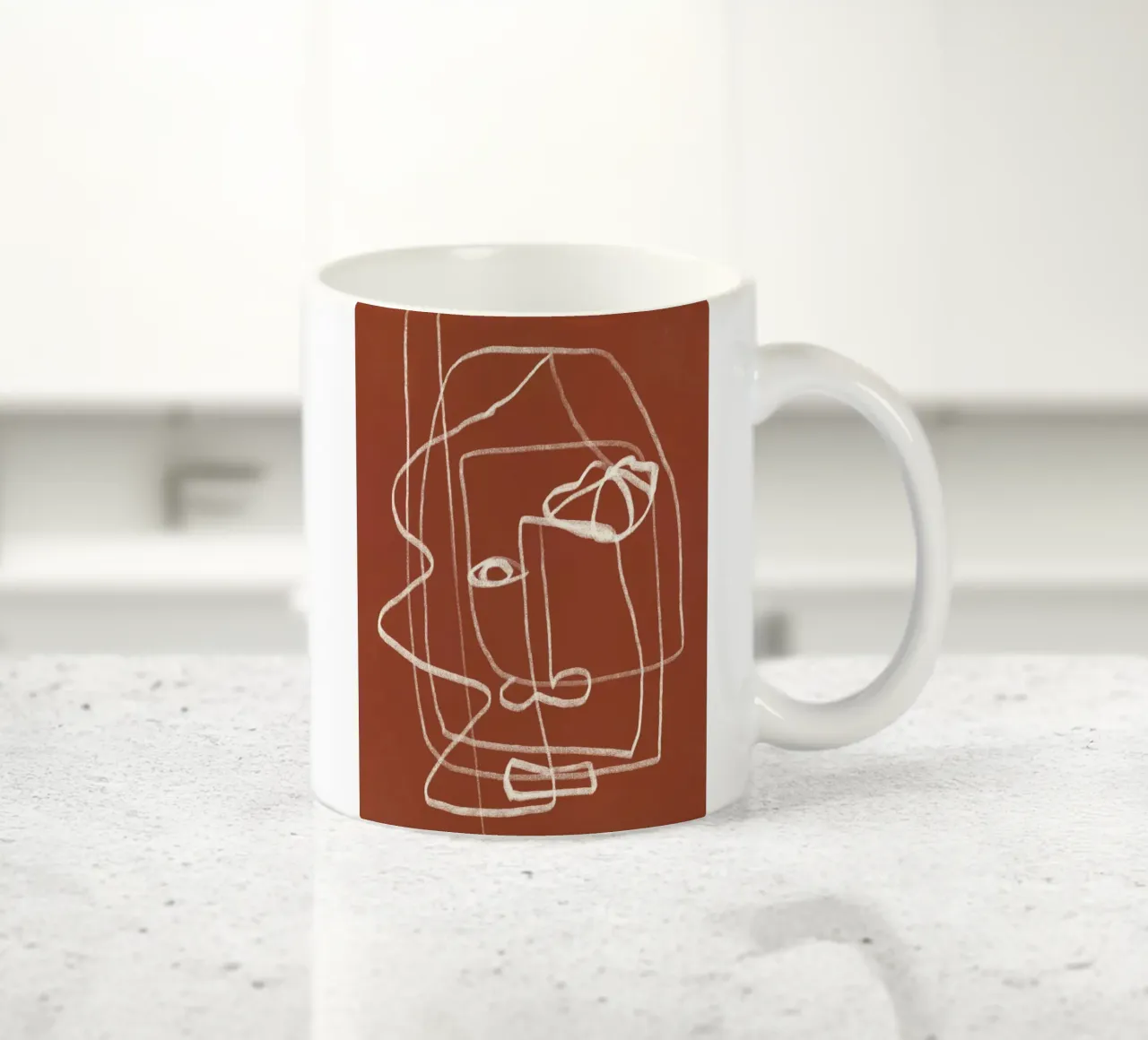 Line art ritratto astratto terracotta 03 tazza in ceramica da Little Dean