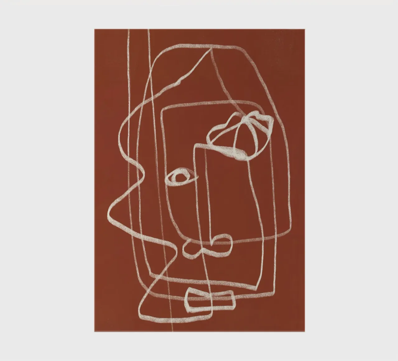 Line art abstract portrait terracotta 03 notebook by Little Dean