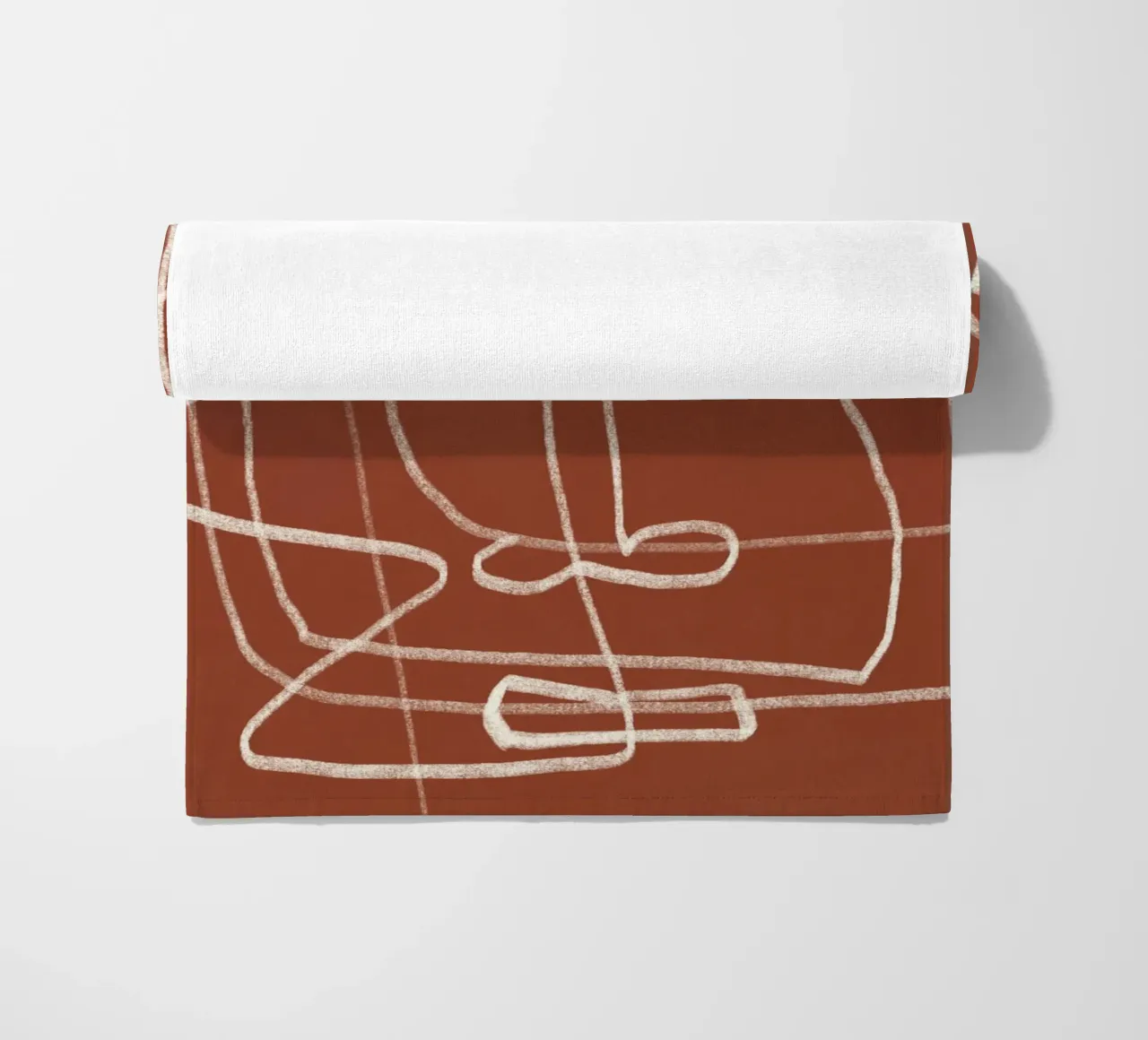 Line art abstract portrait terracotta 03 beach towel by Little Dean