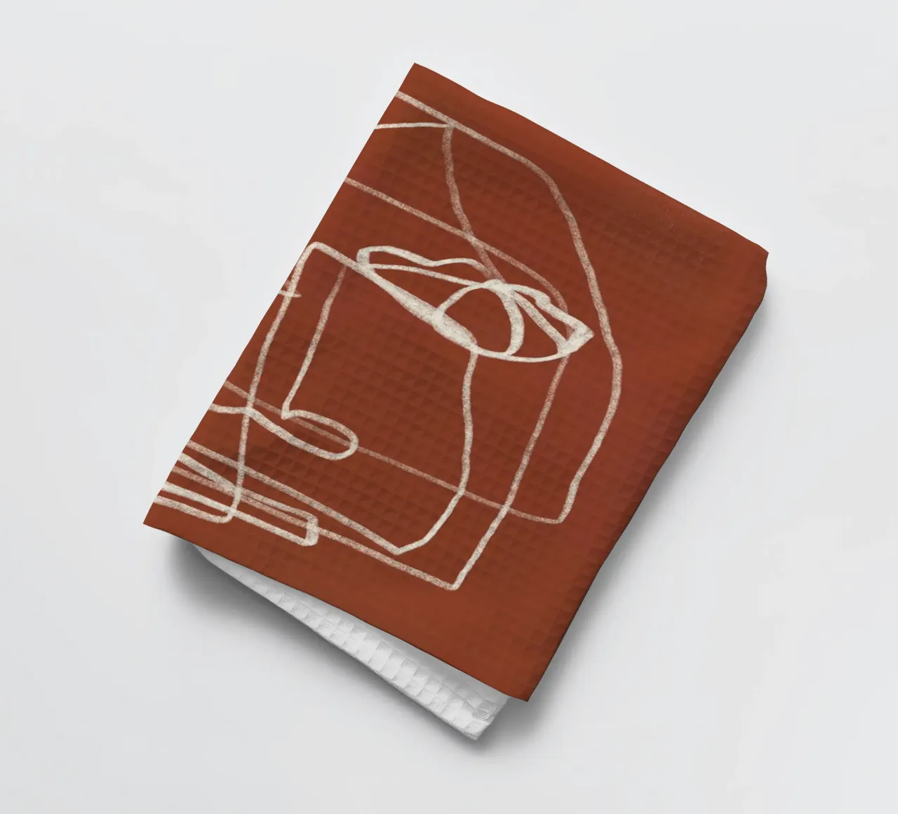 Dessin au trait portrait abstrait terre cuite 03 torchon de Little Dean