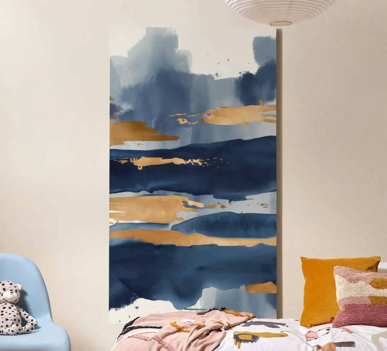 Azuur goud Serenity canvas met Baklijst van Monarch Arc