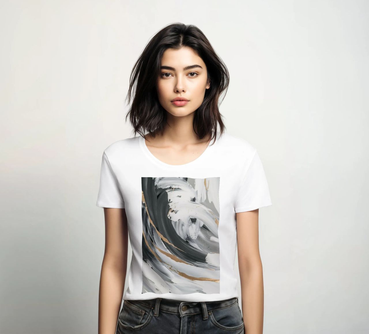 Essenza di vortice in scala di grigi t-shirt da donna da Monarch Arc