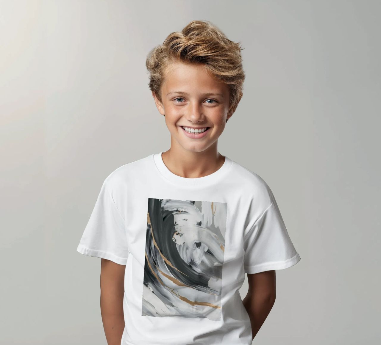 Essenza di vortice in scala di grigi t-shirt bambini da Monarch Arc
