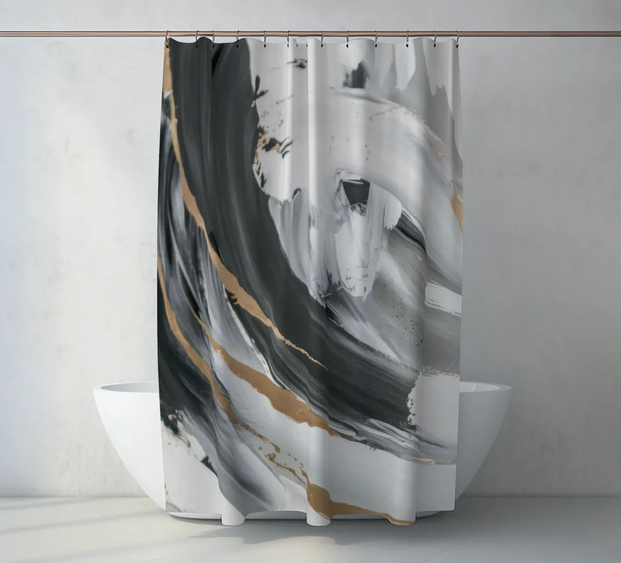 Essenza di vortice in scala di grigi tenda da doccia da Monarch Arc