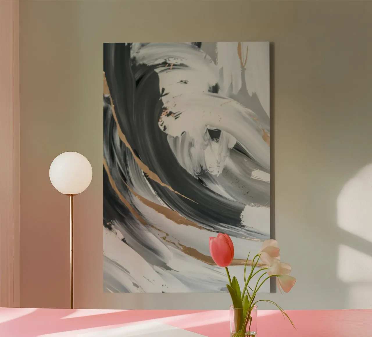 Grayscale Vortex Essence Leinwand von Monarch Arc