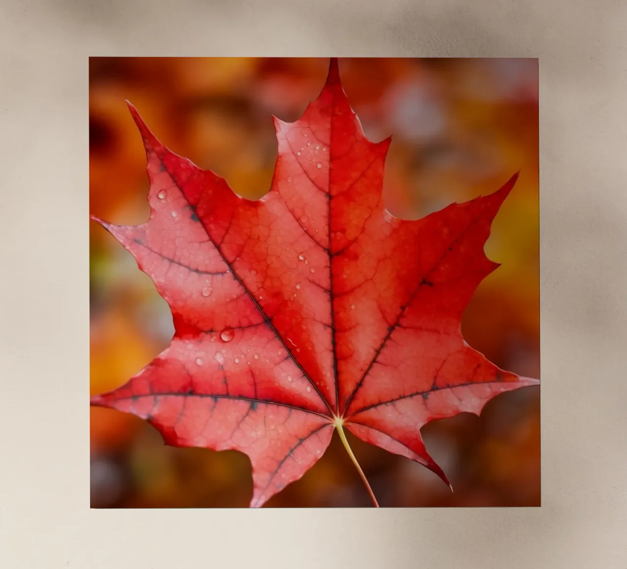 Vibrant Red Maple Leaf Close-Up backlit film by PhotoVibe Decor