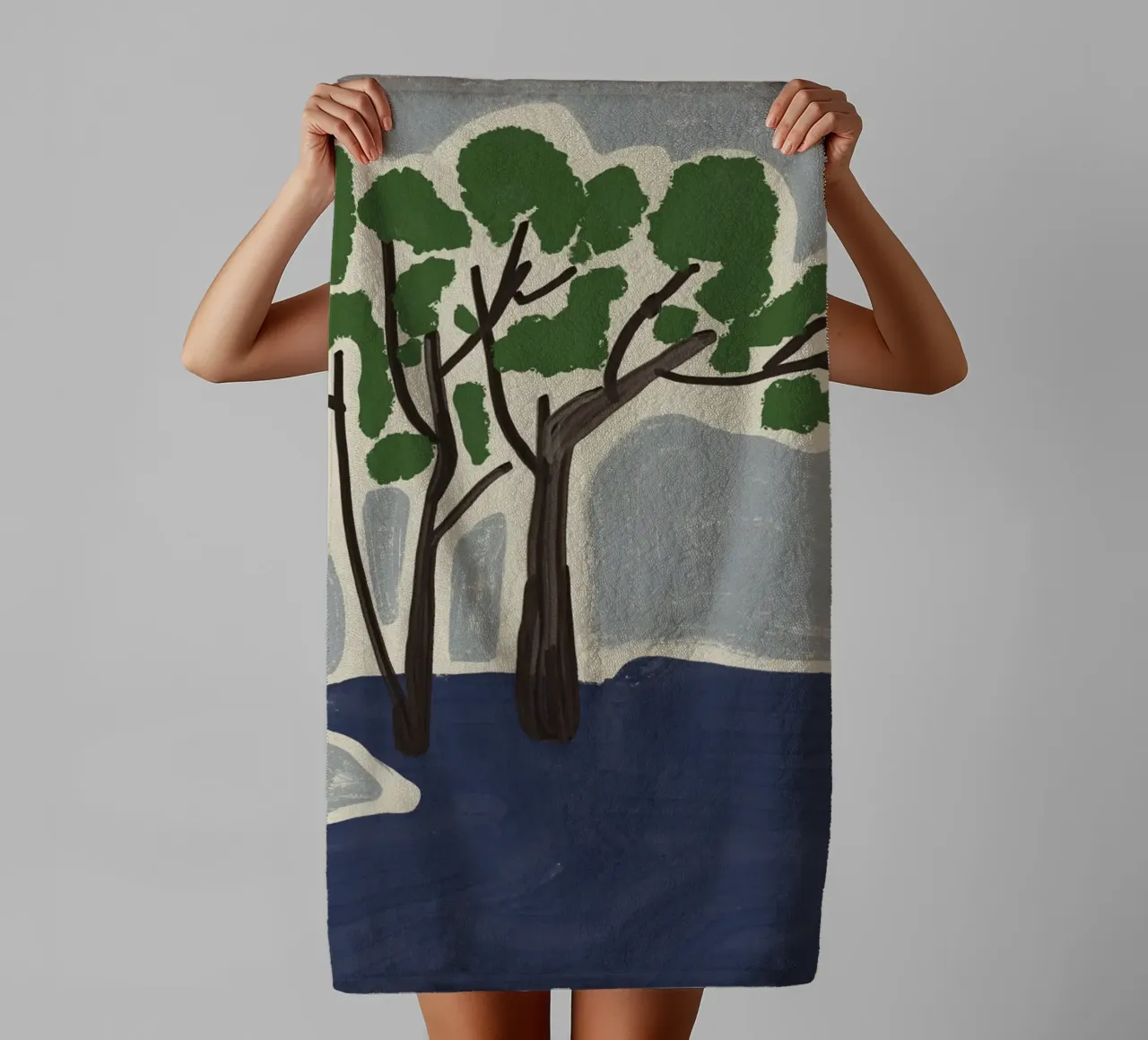 Tree sketch towel by Little Dean