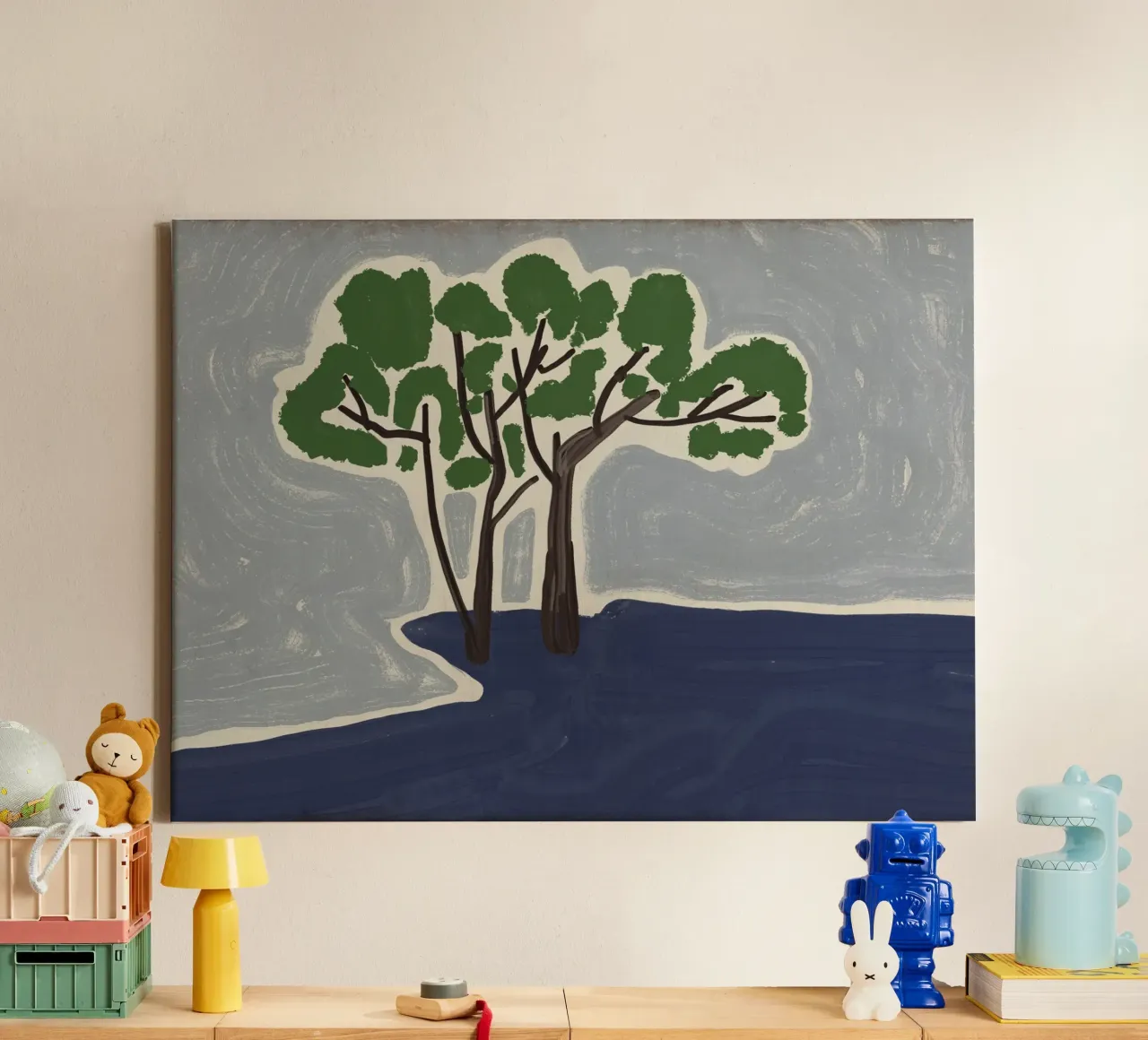 Boomschets canvas met Baklijst van Little Dean