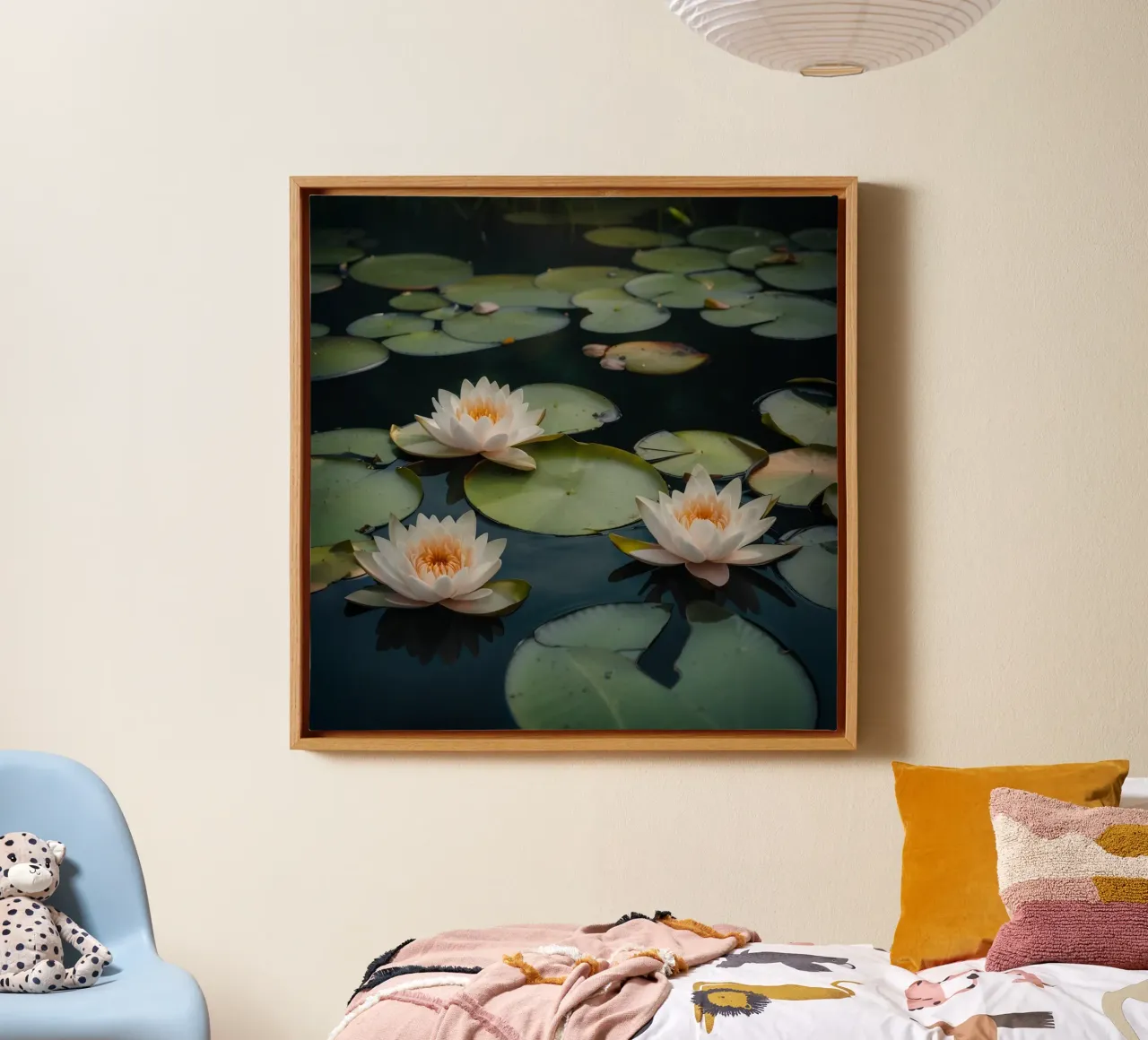 Water Lilies Floating on a Tranquil Pond canvas by PhotoVibe Decor