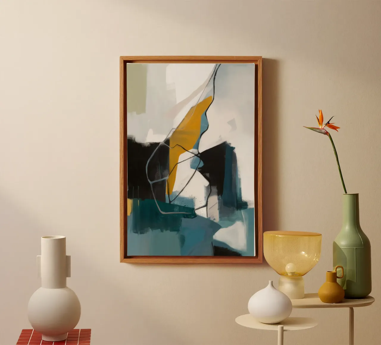 Abstracte bosdieptes canvas met Baklijst van Monarch Arc