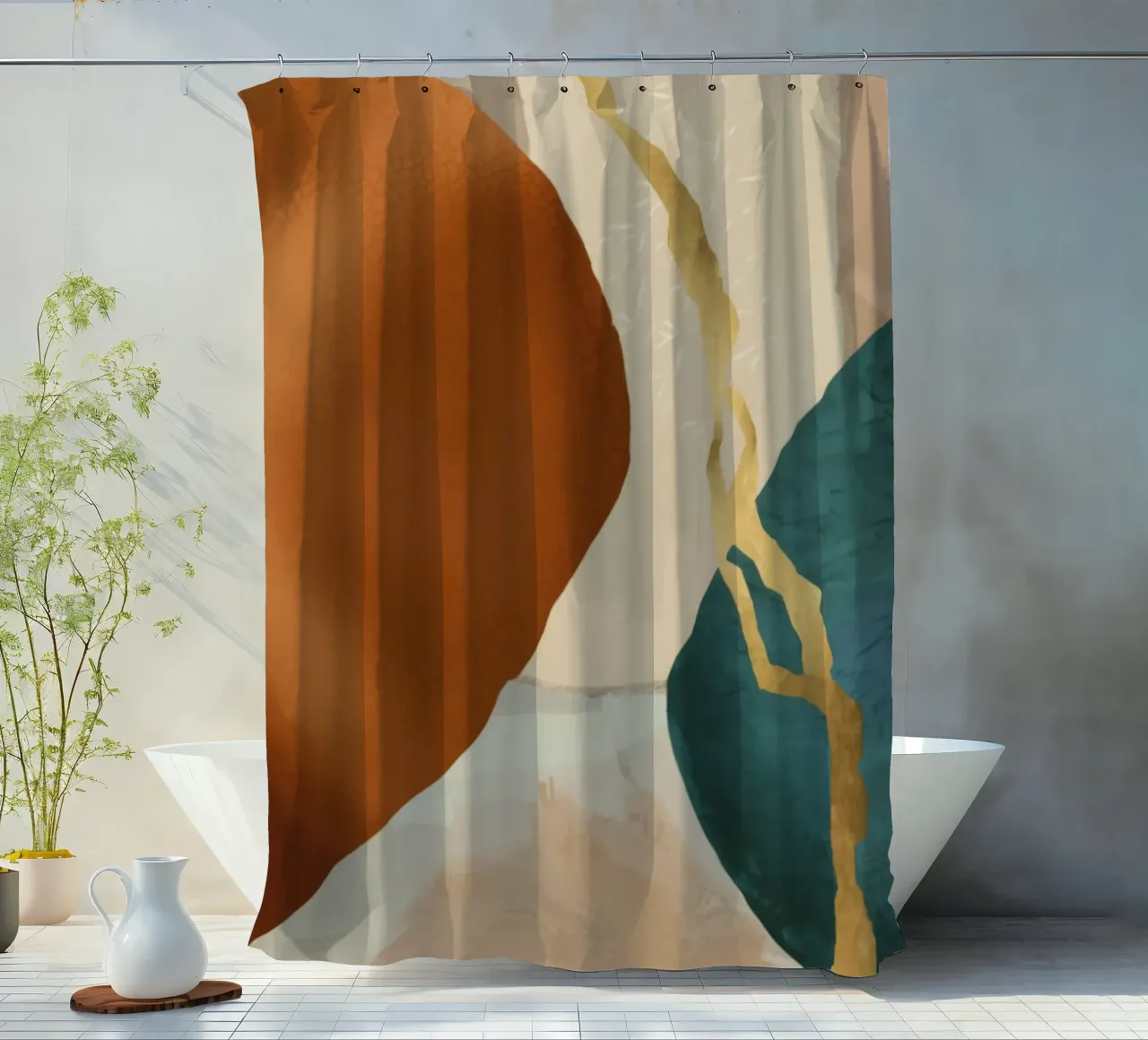Golden Hour Horizon shower curtain by Monarch Arc