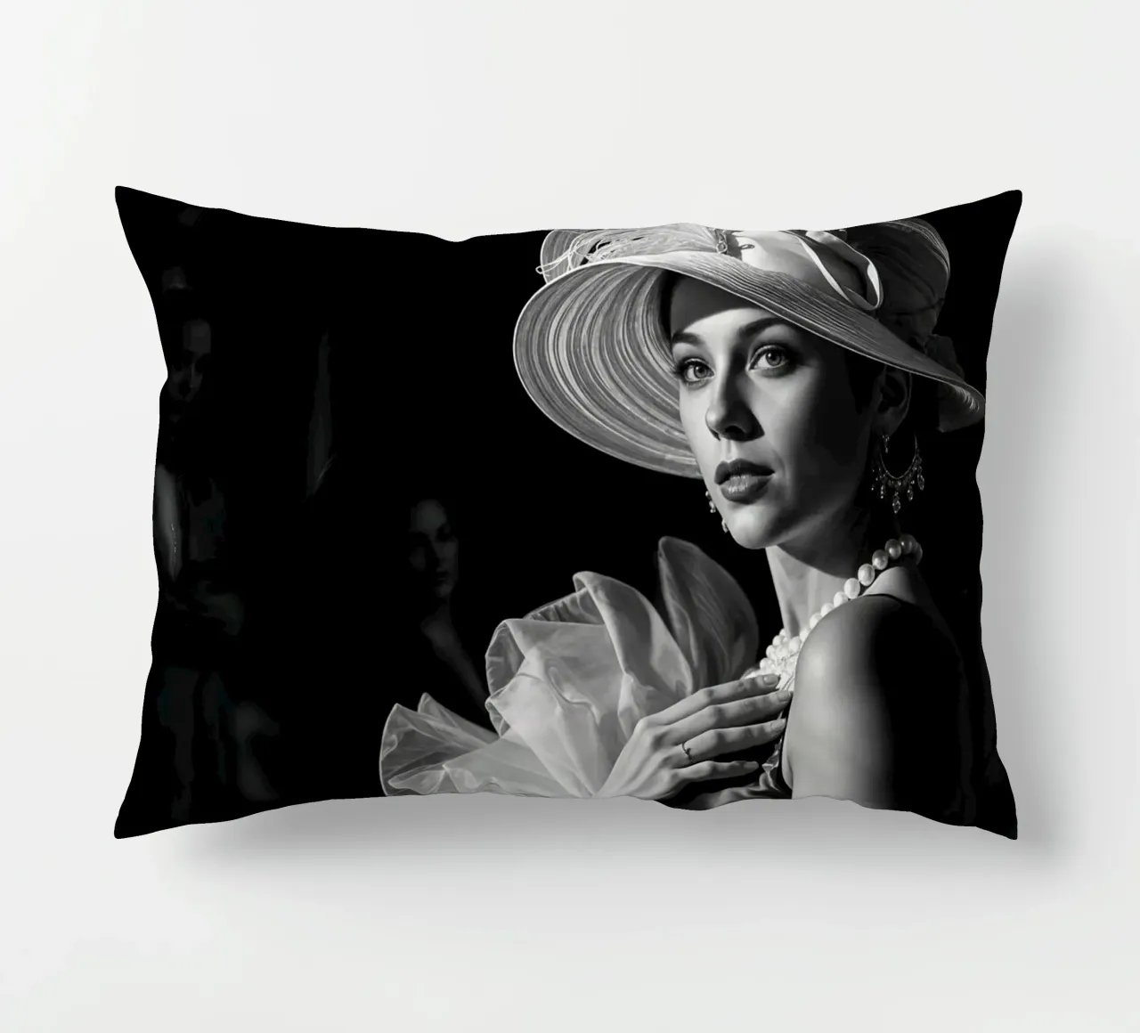 Elegant woman (Classic cinema style) decorative cushion by Magic Screen