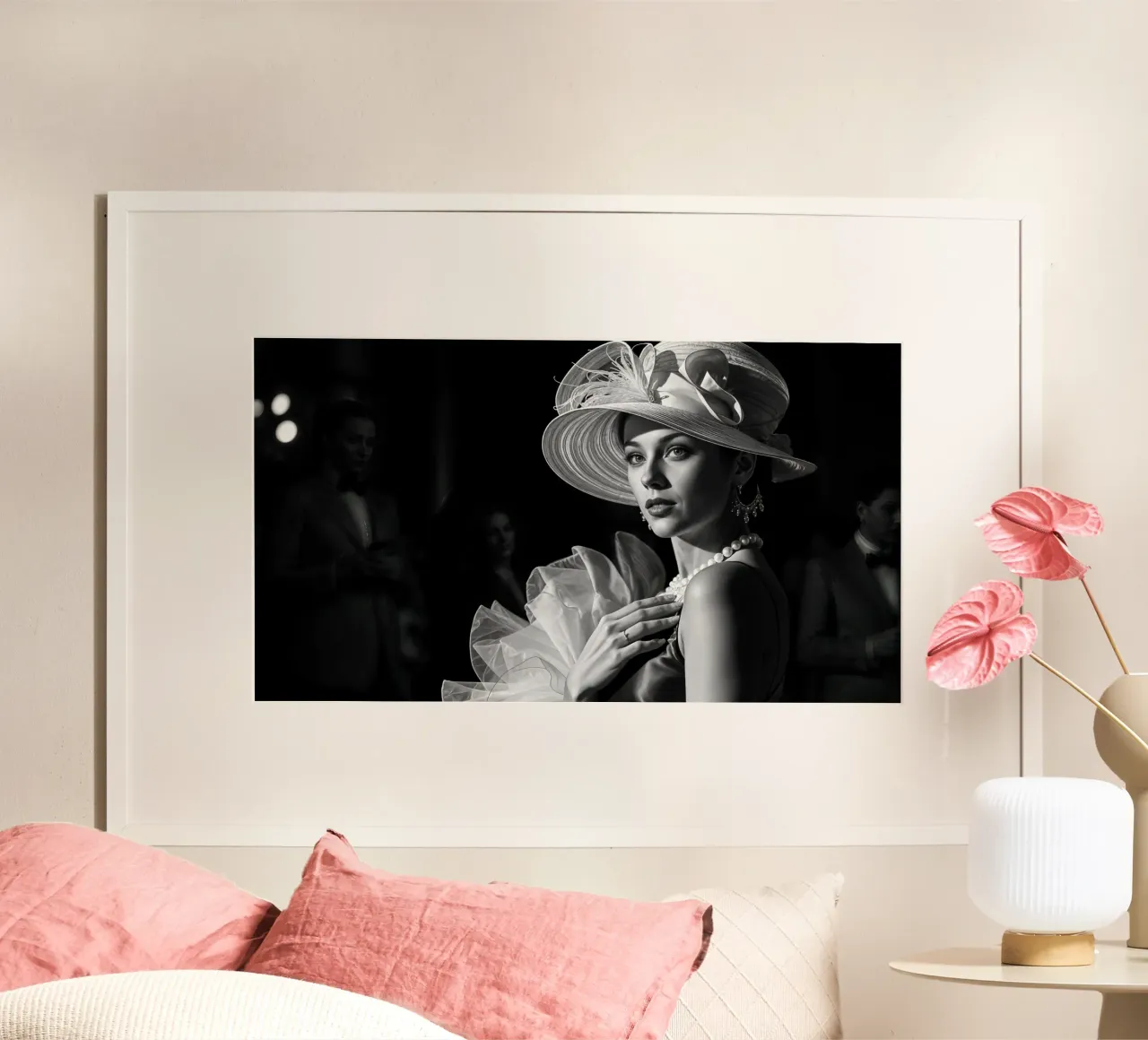 Donna elegante (stile cinema classico) poster con telaio in legno da Magic Screen