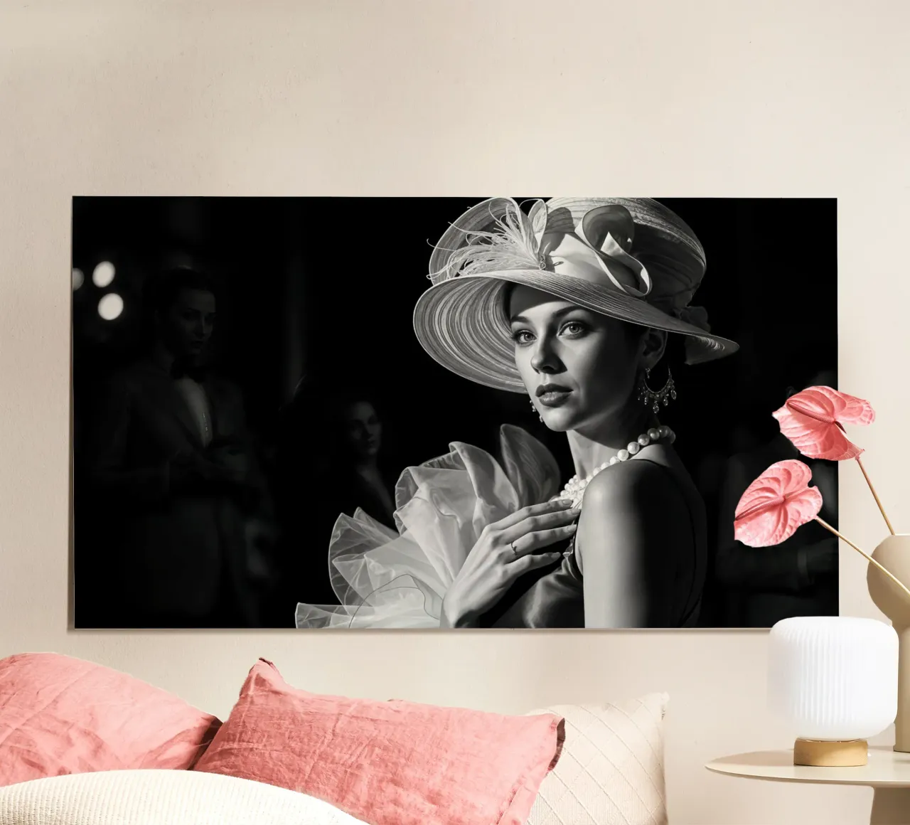 Donna elegante (stile cinema classico) poster con telaio in legno da Magic Screen