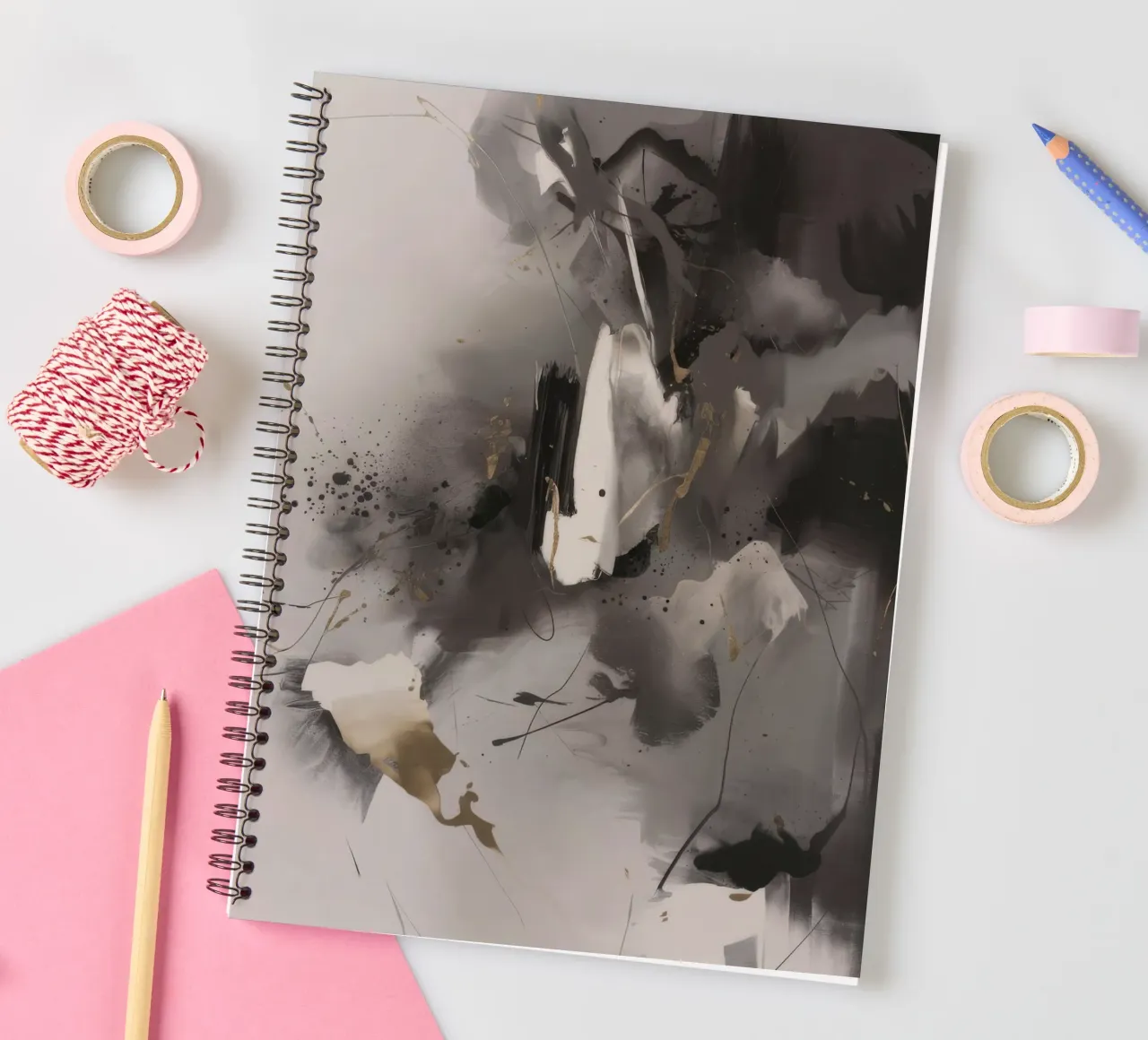 Monochrome Storm Pulse spiral notebook by Monarch Arc
