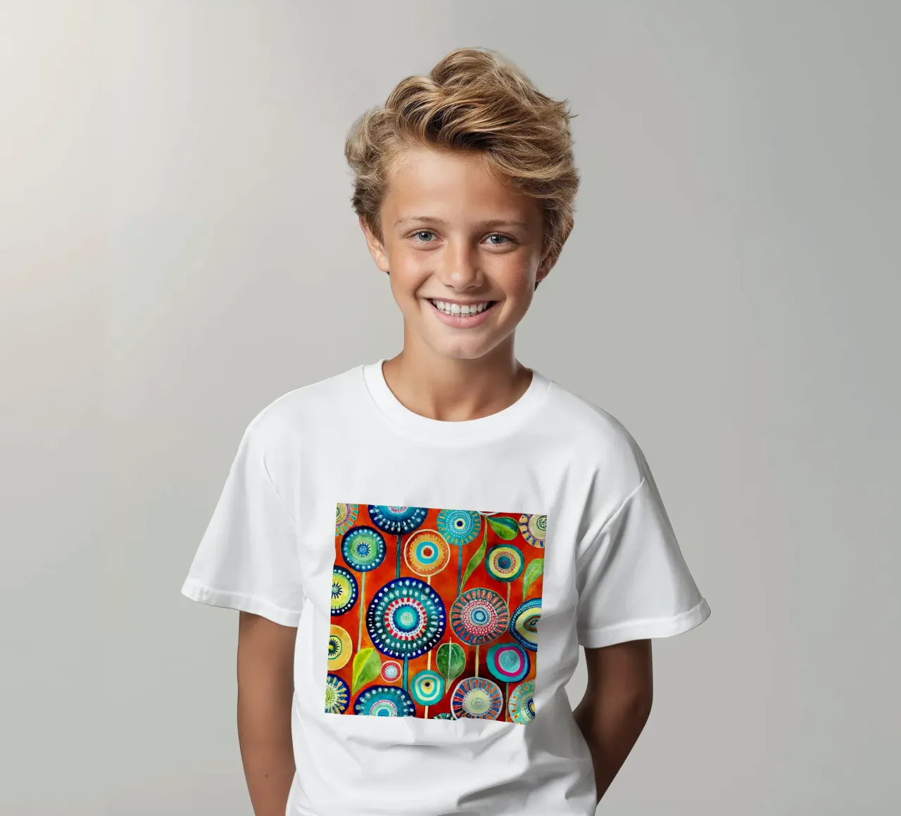 Funky Dandelions kids t-shirt by Botanical Pattern House